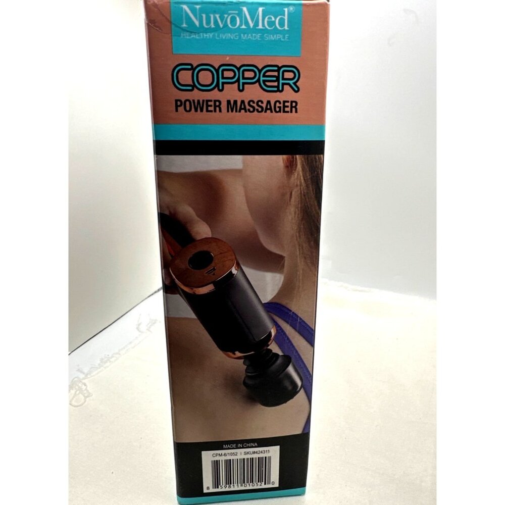 Cordless Copper Power Massager Rechargeable 3 Massage Heads 424311 New - Picture 4 of 4